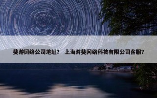 斐游网络公司地址？ 上海游斐网络科技有限公司客服？