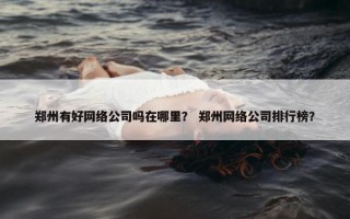 郑州有好网络公司吗在哪里？ 郑州网络公司排行榜？