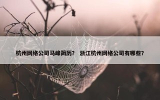 杭州网络公司马峰简历？ 浙江杭州网络公司有哪些？
