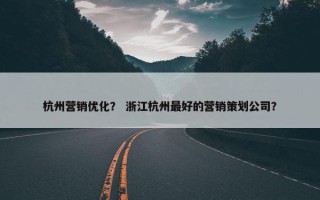 杭州营销优化？ 浙江杭州最好的营销策划公司？