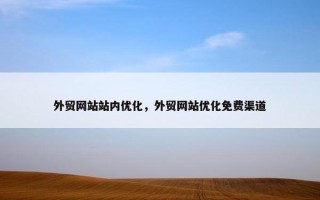 外贸网站站内优化，外贸网站优化免费渠道