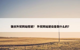 肇庆外贸网站搭建？ 外贸网站建设是做什么的？