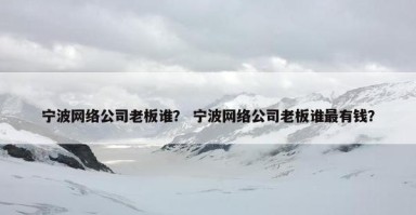 宁波网络公司老板谁？ 宁波网络公司老板谁最有钱？