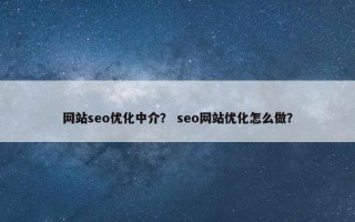 网站seo优化中介？ seo网站优化怎么做？