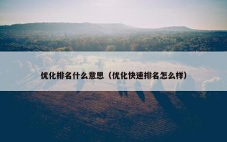 优化排名什么意思（优化快速排名怎么样）