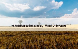 手机制作什么意思呀网页，手机自己制作网页