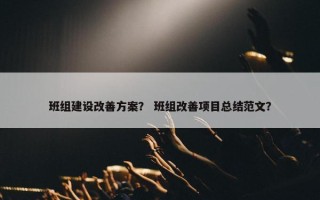班组建设改善方案？ 班组改善项目总结范文？
