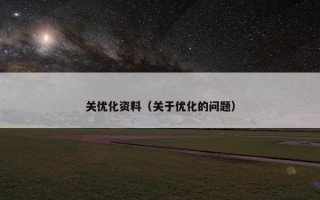 关优化资料（关于优化的问题）