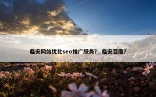临安网站优化seo推广服务？ 临安百度？