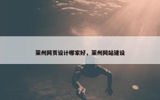 莱州网页设计哪家好，莱州网站建设