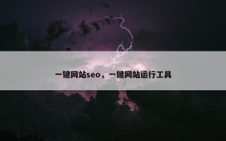 一键网站seo，一键网站运行工具