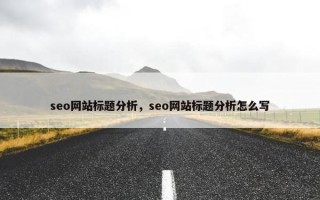 seo网站标题分析，seo网站标题分析怎么写