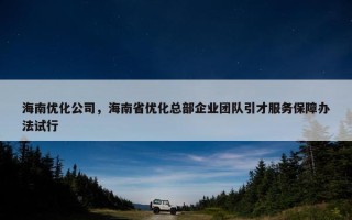 海南优化公司，海南省优化总部企业团队引才服务保障办法试行