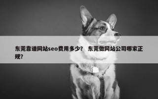 东莞靠谱网站seo费用多少？ 东莞做网站公司哪家正规？