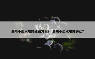 贵州小型水电站建设方案？ 贵州小型水电站转让？