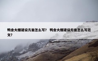 鸭舍大棚建设方案怎么写？ 鸭舍大棚建设方案怎么写范文？