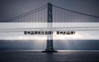 常州品牌优化选择？ 常州的品牌？