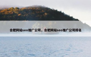 合肥网站seo推广公司，合肥网站seo推广公司排名
