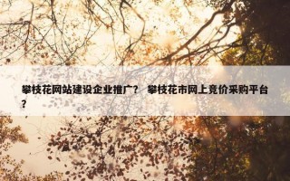 攀枝花网站建设企业推广？ 攀枝花市网上竞价采购平台？