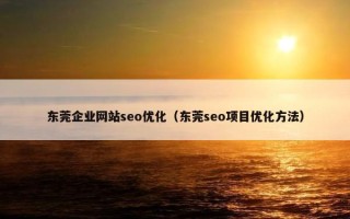 东莞企业网站seo优化（东莞seo项目优化方法）