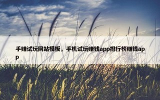 手赚试玩网站模板，手机试玩赚钱app排行榜赚钱app