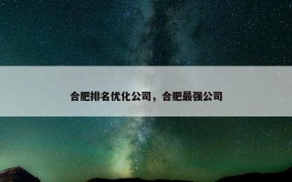 合肥排名优化公司，合肥最强公司