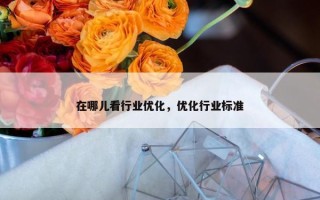 在哪儿看行业优化，优化行业标准