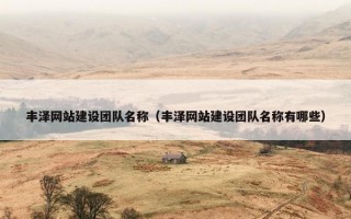 丰泽网站建设团队名称（丰泽网站建设团队名称有哪些）