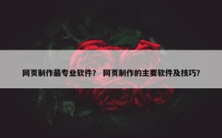 网页制作最专业软件？ 网页制作的主要软件及技巧？