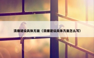 清廉建设具体方案（清廉建设具体方案怎么写）