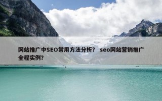 网站推广中SEO常用方法分析？ seo网站营销推广全程实例？