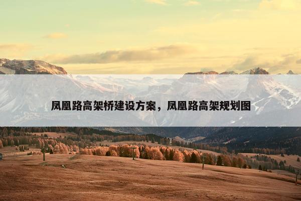 凤凰路高架桥建设方案，凤凰路高架规划图-第1张图片-冷动云