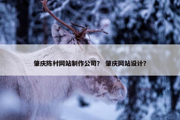 肇庆陈村网站制作公司？ 肇庆网站设计？-第1张图片-冷动云