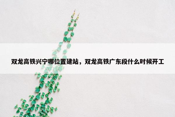 双龙高铁兴宁哪位置建站，双龙高铁广东段什么时候开工-第1张图片-冷动云