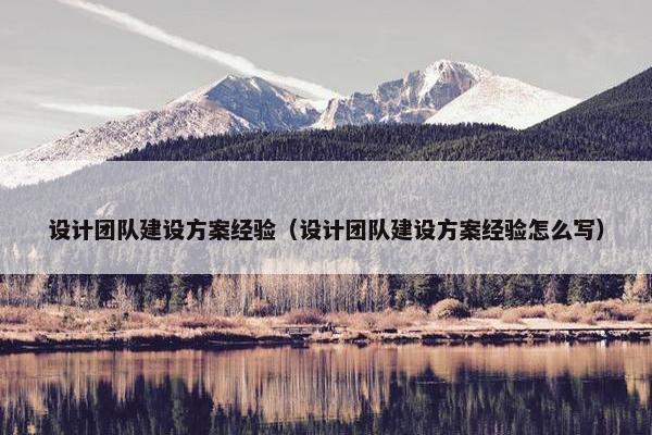 设计团队建设方案经验（设计团队建设方案经验怎么写）-第1张图片-冷动云