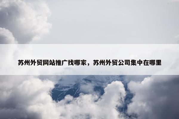 苏州外贸网站推广找哪家，苏州外贸公司集中在哪里-第1张图片-冷动云
