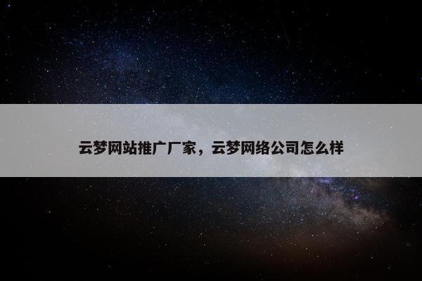 云梦网站推广厂家，云梦网络公司怎么样-第1张图片-冷动云