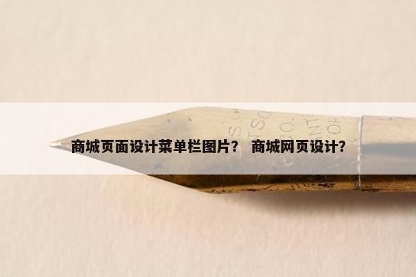 商城页面设计菜单栏图片？ 商城网页设计？-第1张图片-冷动云