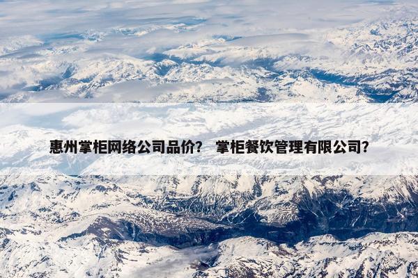 惠州掌柜网络公司品价？ 掌柜餐饮管理有限公司？-第1张图片-冷动云