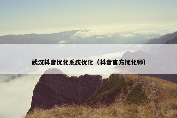 武汉抖音优化系统优化（抖音官方优化师）-第1张图片-冷动云