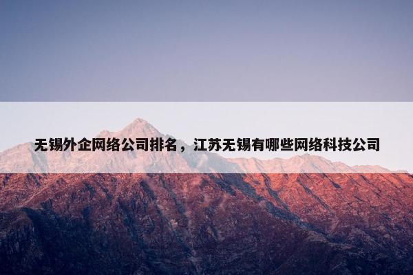 无锡外企网络公司排名，江苏无锡有哪些网络科技公司-第1张图片-冷动云