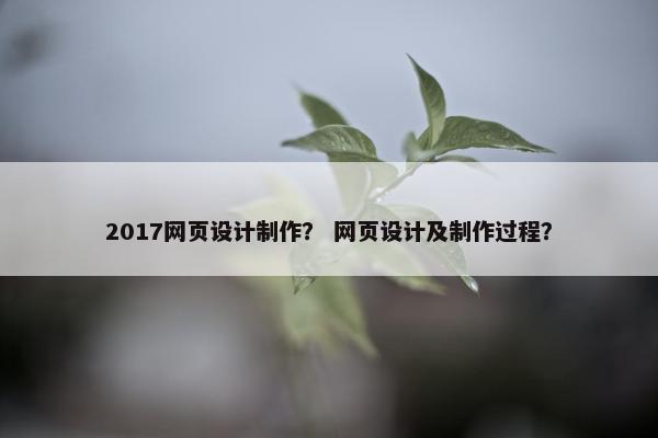 2017网页设计制作？ 网页设计及制作过程？-第1张图片-冷动云