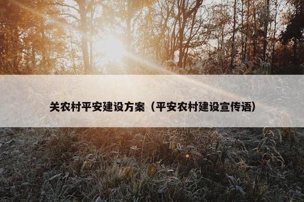 关农村平安建设方案（平安农村建设宣传语）-第1张图片-冷动云
