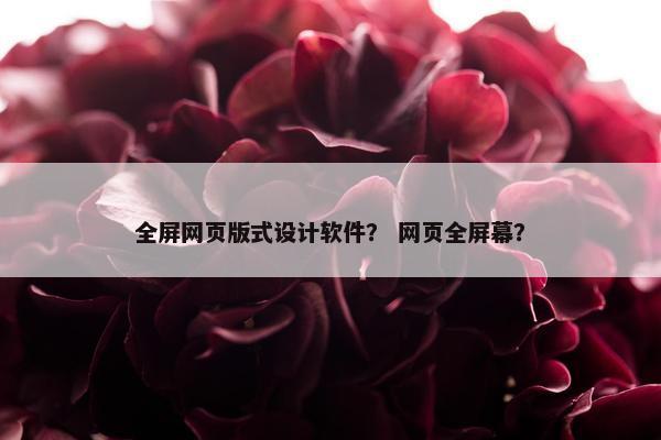 全屏网页版式设计软件？ 网页全屏幕？-第1张图片-冷动云