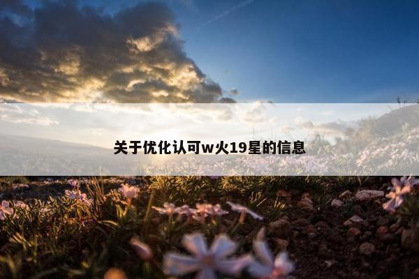 关于优化认可w火19星的信息-第1张图片-冷动云