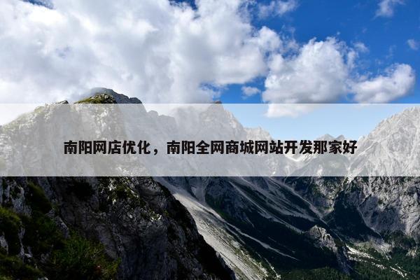 南阳网店优化，南阳全网商城网站开发那家好-第1张图片-冷动云