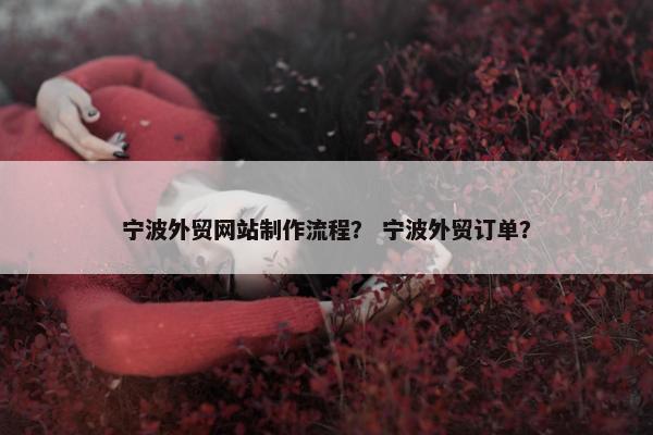宁波外贸网站制作流程？ 宁波外贸订单？-第1张图片-冷动云