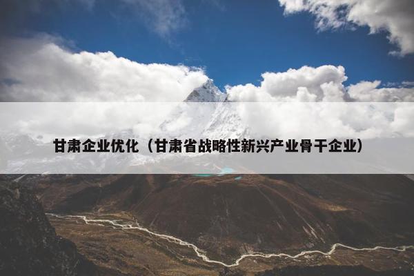 甘肃企业优化（甘肃省战略性新兴产业骨干企业）-第1张图片-冷动云