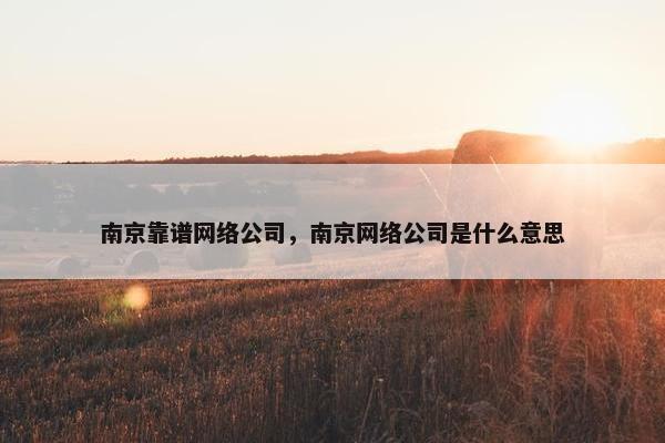 南京靠谱网络公司，南京网络公司是什么意思-第1张图片-冷动云