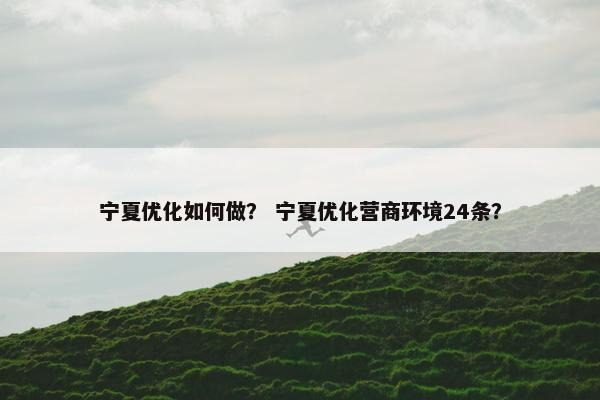 宁夏优化如何做？ 宁夏优化营商环境24条？-第1张图片-冷动云